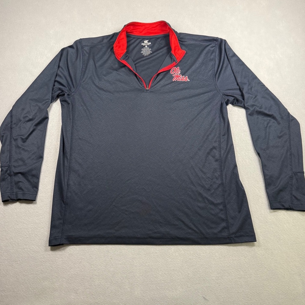 Colosseum Ole Miss Rebels Mens Large Quarter Zip Pullover Navy Blue Performance